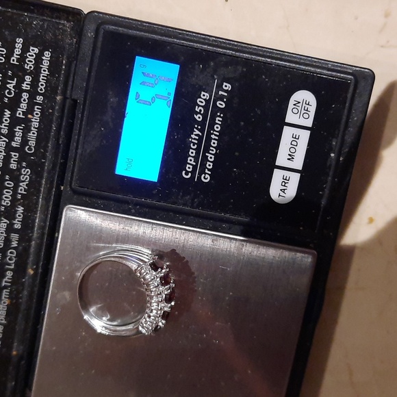 AUTHENTIC GENUINE SOLID STERLING SILVER GARNET ANNIVERSARY WEDDING CZ BAND RING - Picture 4 of 7